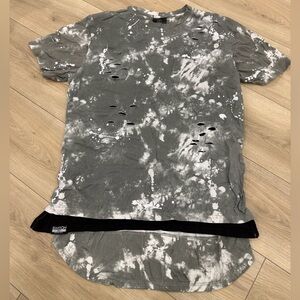 Men's Distressed Gray Tie-Dye Shirt